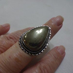 Stunning "APACHE PYRITE" Handmade Sterling Ring Size 8.25 #720A